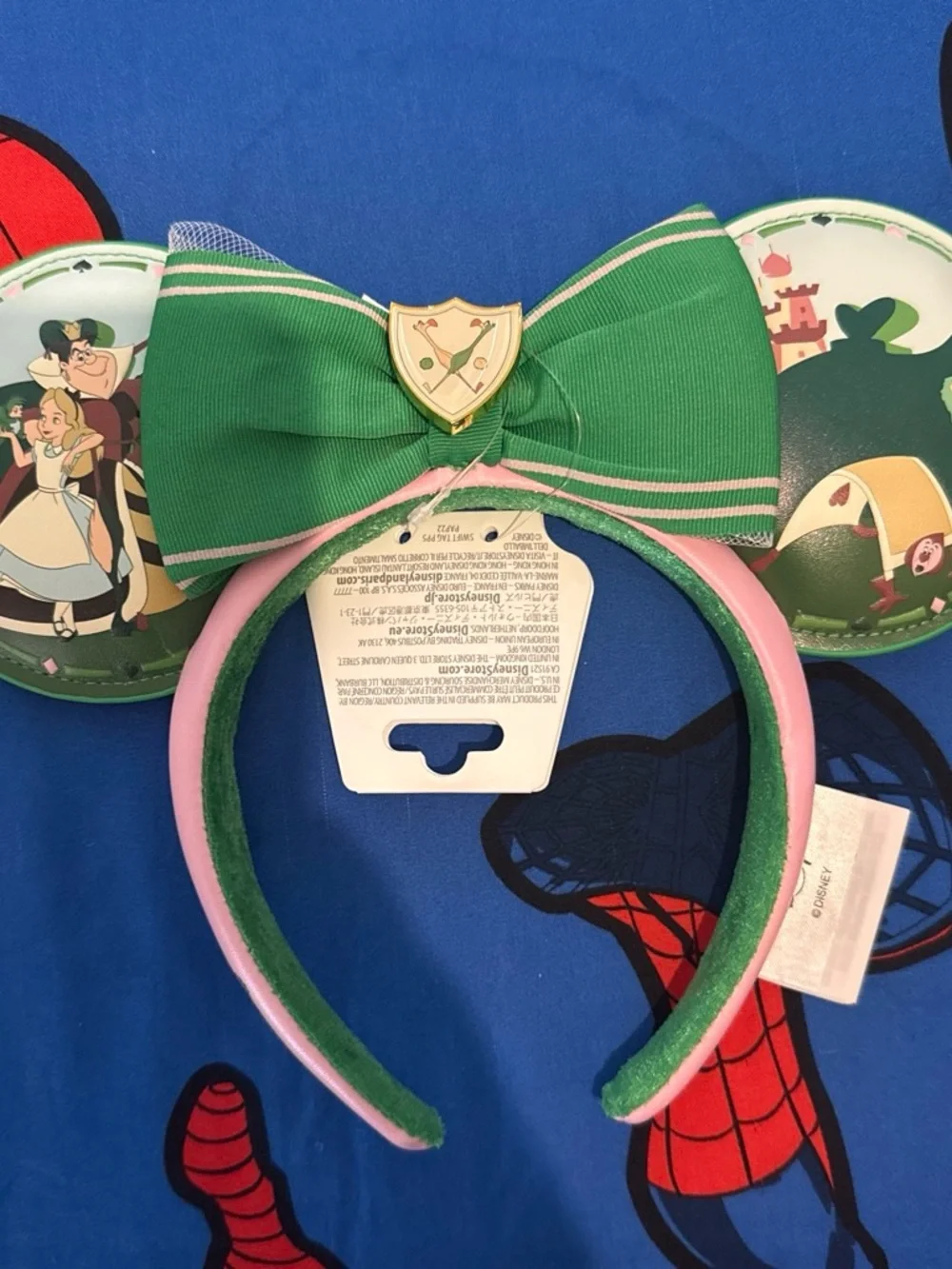 Disney Alice in Wonderland Green Ear Headband with Pink Trim